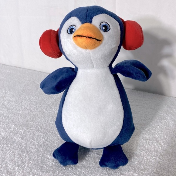 Kinder Surprise Blue White Penguin Plush W Red Earmuffs Stuffed Animal - Picture 11 of 11